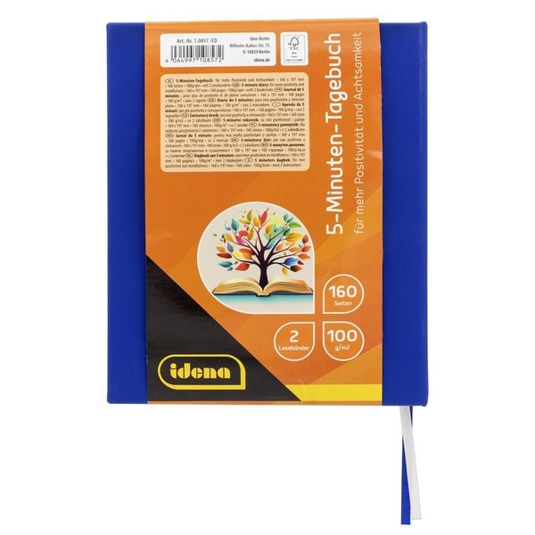 Produktbild: Idena Tagebuch 5 Minuten 100g/m&sup2; blau 16x19,7cm 160 Seiten