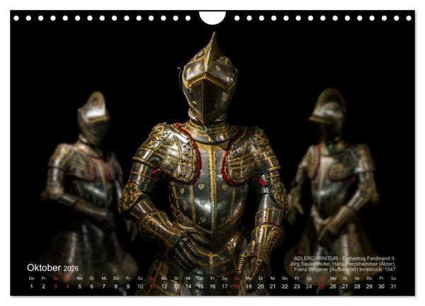 Produktbild: Historische R&uuml;stungen und Waffen (Wandkalender 2026 DIN A4 quer), CALVENDO Monatskalender