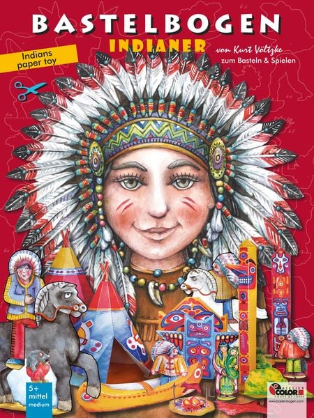 Produktbild: Indianer basteln Bastelbogen Ausschneidebogen mit Papierfiguren