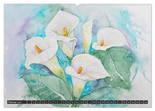Produktbild: Blumenbilder in Aquarell (Wandkalender 2026 DIN A2 quer), CALVENDO Monatskalender