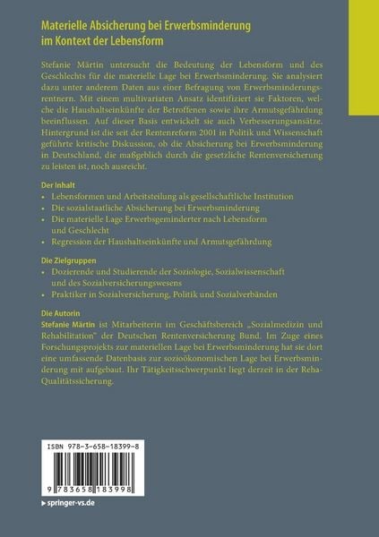 Produktbild: Materielle Absicherung bei Erwerbsminderung im Kontext der Lebensform