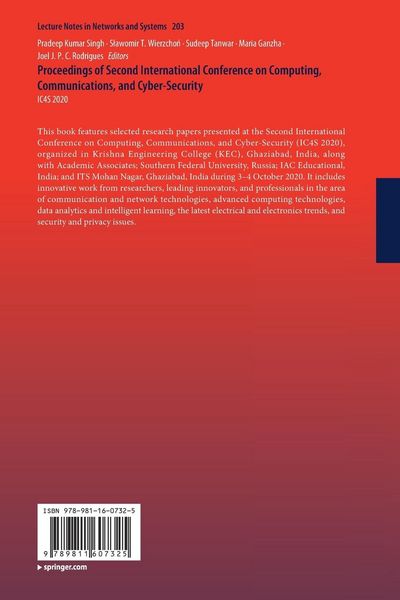 Produktbild: Proceedings of Second International Conference on Computing, Communications, and Cyber-Security
