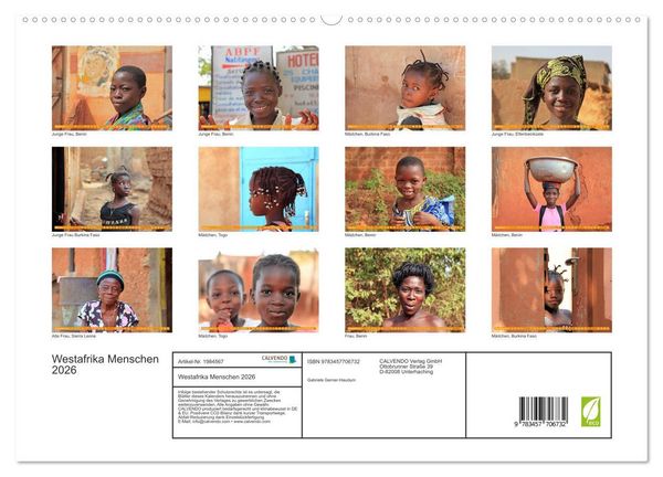 Produktbild: Westafrika Menschen 2026 (hochwertiger Premium Wandkalender 2026 DIN A2 quer), Kunstdruck in Hochglanz