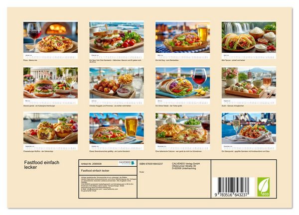 Produktbild: Fastfood einfach lecker (Wandkalender 2026 DIN A4 quer), CALVENDO Monatskalender