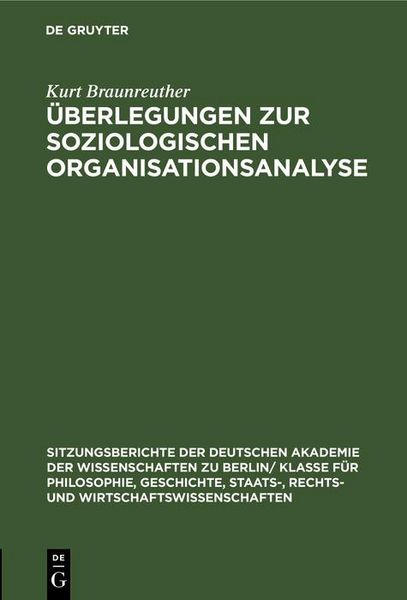 Produktbild: &Uuml;berlegungen zur soziologischen Organisationsanalyse