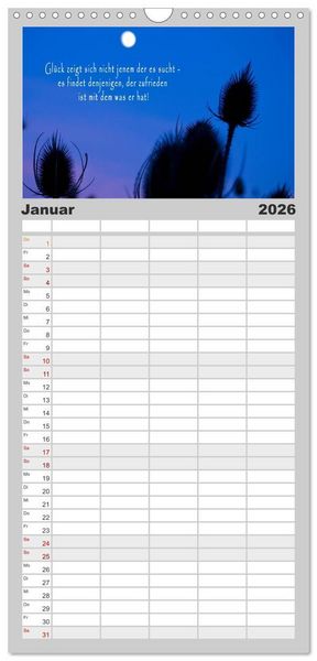Produktbild: Familienplaner 2026 - wundersch&ouml;ne Lichtmomente mit 5 Spalten (Wandkalender, 21 x 45 cm) CALVENDO