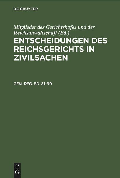 Produktbild: Generalregister zum Band 81-90