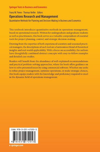 Produktbild: Operations Research and Management