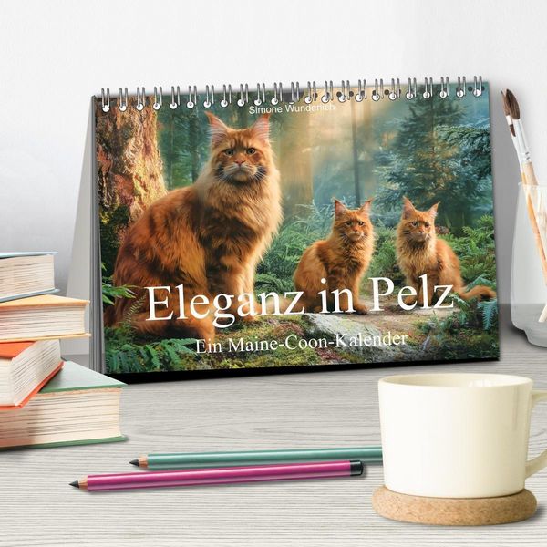Produktbild: Eleganz in Pelz - ein Maine Coon - Kalender (Tischkalender 2027 DIN A5 quer), CALVENDO Monatskalender