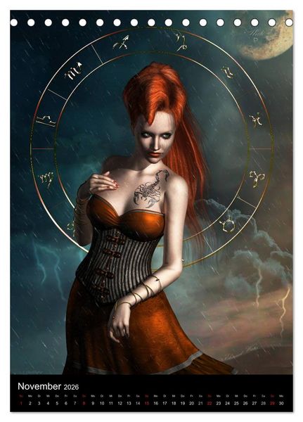Produktbild: Unter Sternen geboren - Fantasy Tierkreis im Zeichen der Frau (Tischkalender 2026 DIN A5 hoch), CALVENDO Monatskalender