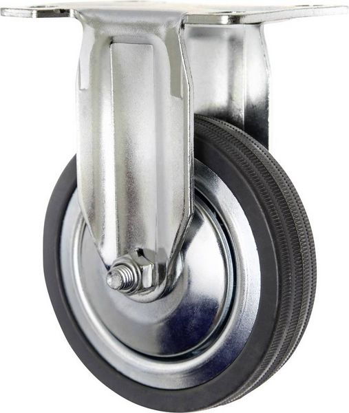 Produktbild: TOOLCRAFT TO-5137932 Bockrolle mit Anschraubplatte 100mm Gummi Tragf&auml;higkeit (max.): 80kg