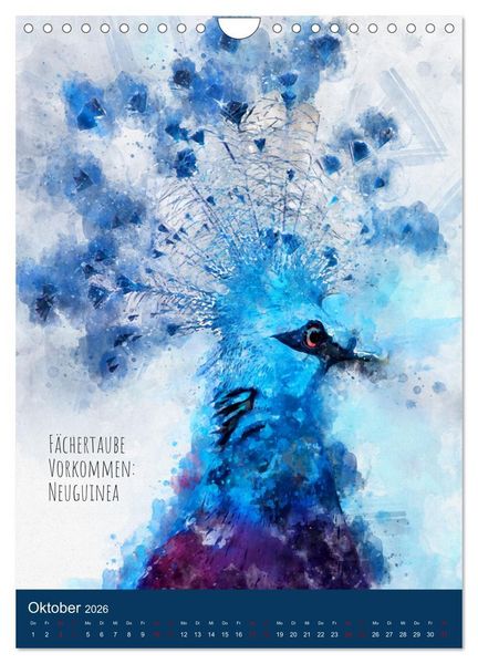 Produktbild: Exotische V&ouml;gel - Die Sch&ouml;nsten der Welt in Aquarell (Wandkalender 2026 DIN A4 hoch), CALVENDO Monatskalender