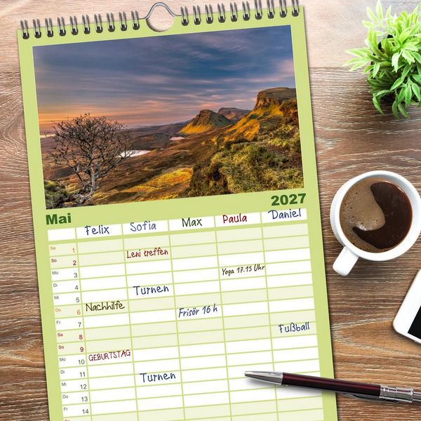 Produktbild: Familienplaner 2027 - Schottland - Scotland - Alba mit 5 Spalten (Wandkalender, 21 x 45 cm) CALVENDO