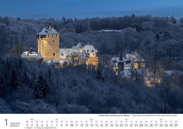Produktbild: Schloss Burg und Burg an der Wupper 2027 Bildkalender A4 quer, spiralgebunden
