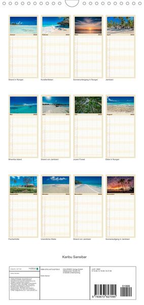 Produktbild: Familienplaner Karibu Sansibar (Wandkalender 2022 , 21 cm x 45 cm, hoch)