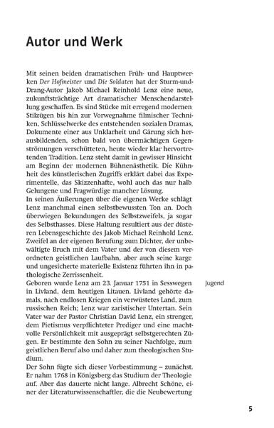 Produktbild: Klett Lekt&uuml;rehilfen J. M. R. Lenz, Der Hofmeister/Die Soldaten