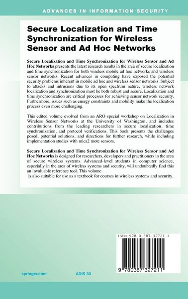 Produktbild: Secure Localization and Time Synchronization for Wireless Sensor and Ad Hoc Networks