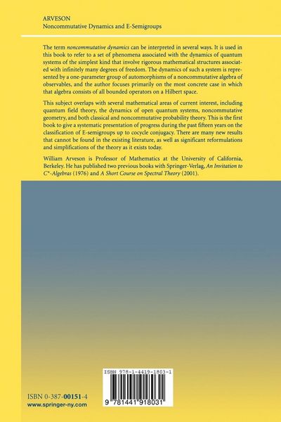 Produktbild: Noncommutative Dynamics and E-Semigroups