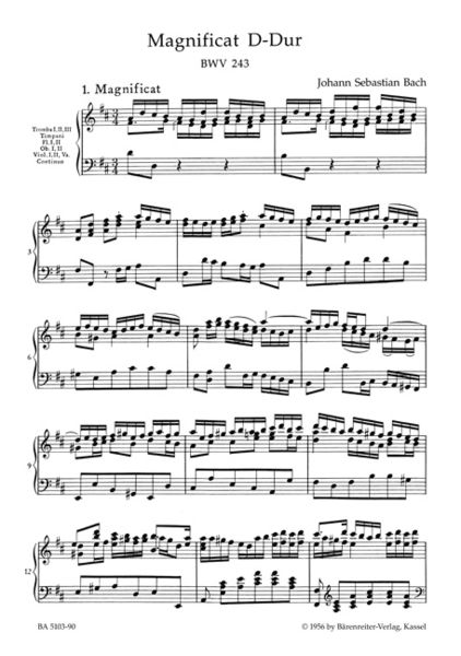 Magnificat D-Dur BWV 243, Klavierauszug