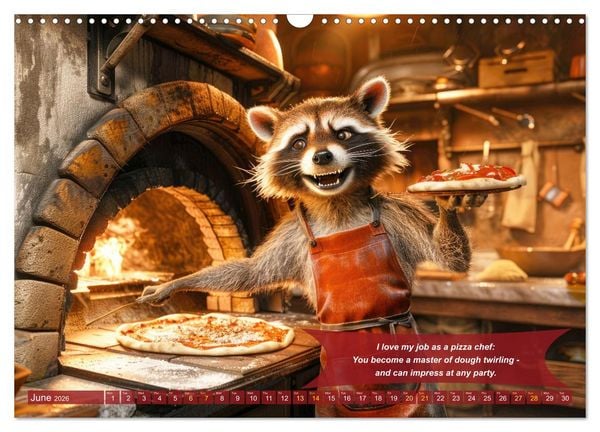 Produktbild: Funny charming animals as pizza chef (Wall Calendar 2026 DIN A3 landscape), CALVENDO 12 Month Wall Calendar