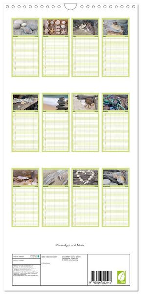 Produktbild: Familienplaner 2026 - Strandgut und Meer mit 5 Spalten (Wandkalender, 21 x 45 cm) CALVENDO