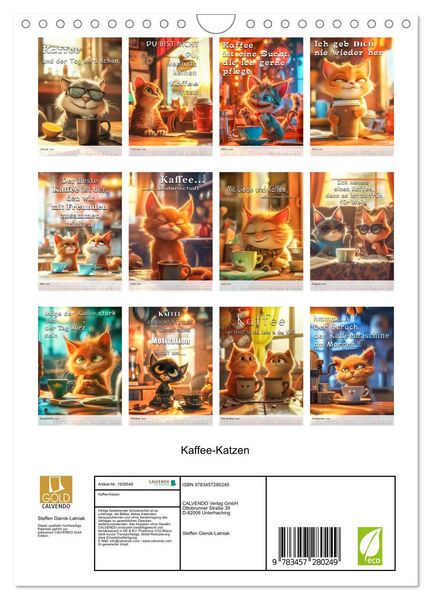 Produktbild: Kaffee-Katzen (Wandkalender 2026 DIN A4 hoch), CALVENDO Monatskalender