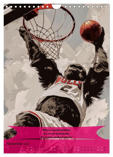 Produktbild: Basketball with funny animals (Wall Calendar 2026 DIN A4 portrait), CALVENDO 12 Month Wall Calendar
