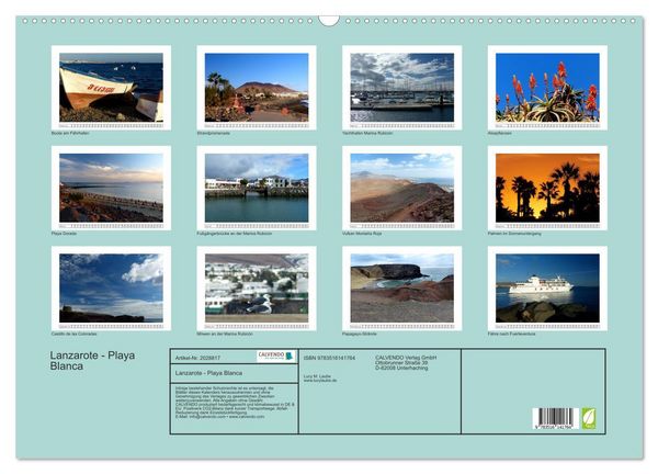 Produktbild: Lanzarote - Playa Blanca (Wandkalender 2026 DIN A2 quer), CALVENDO Monatskalender