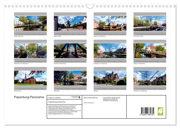Produktbild: Papenburg-Panorama (Wandkalender 2026 DIN A3 quer), CALVENDO Monatskalender