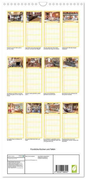 Produktbild: Familienplaner 2026 - F&uuml;rstliche K&uuml;chen und Tafeln mit 5 Spalten (Wandkalender, 21 x 45 cm) CALVENDO