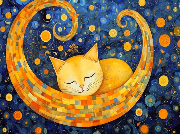 Produktbild: CALVENDO Puzzle Katze im Stil von Gustav Klimt | 2000 Teile Lege-Gr&ouml;&szlig;e 90x67cm Foto-Puzzle f&uuml;r gl&uuml;ckliche Stunden