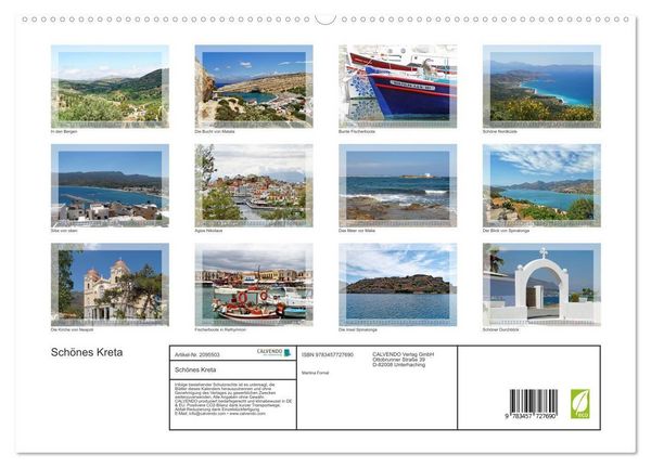 Produktbild: Sch&ouml;nes Kreta (hochwertiger Premium Wandkalender 2026 DIN A2 quer), Kunstdruck in Hochglanz