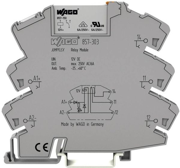 WAGO 857-304 Relaisbaustein Nennspannung: 24 V/DC Schaltstrom (max.): 6A 1 Wechsler 1St.