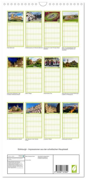Produktbild: Familienplaner 2027 - Edinburgh - Impressionen aus der schottischen Hauptstadt mit 5 Spalten (Wandkalender, 21 x 45 cm) CALVENDO