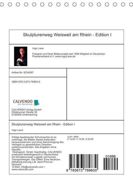 Produktbild: Skulpturenweg Weisweil am Rhein - Edition I (Tischkalender 2022 DIN A5 hoch)