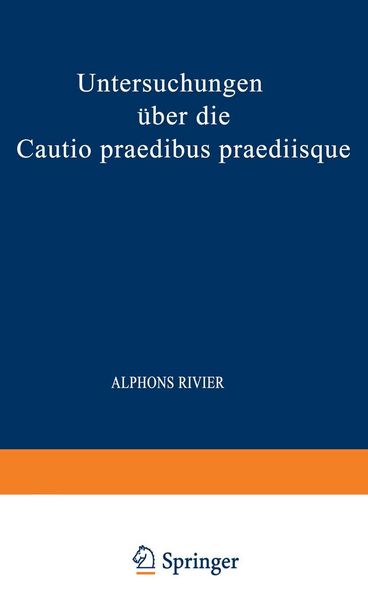 Produktbild: Untersuchungen &uuml;ber die Cautio Praedibus Praediisque