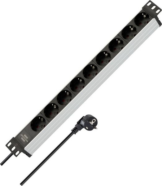 Produktbild: Brennenstuhl 1390007009 Steckdosenleiste 19 Zoll 9fach Silber, Schwarz Schutzkontakt 1 St.