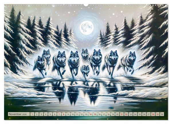 Produktbild: Die Eleganz der W&ouml;lfe - Mythische Begegnungen in der Natur (Wandkalender 2026 DIN A2 quer), CALVENDO Monatskalender