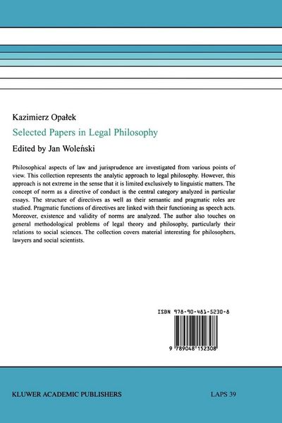 Produktbild: Kazimierz Opałek Selected Papers in Legal Philosophy