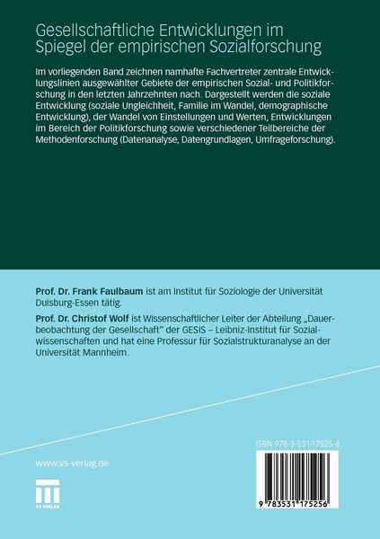 Produktbild: Gesellschaftliche Entwicklungen im Spiegel der empirischen Sozialforschung