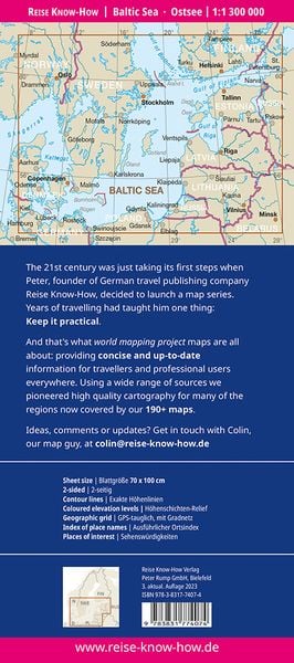 Reise Know-How Landkarte Ostsee (1:1.300.000) mit Stadtplänen Danzig, Helsinki, Kopenhagen, Riga, St. Petersburg, Stockholm, Tallinn