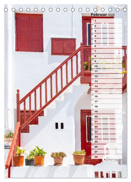 Produktbild: Bunte Treppen auf Mykonos - Reiseplaner (Tischkalender 2026 DIN A5 hoch), CALVENDO Monatskalender