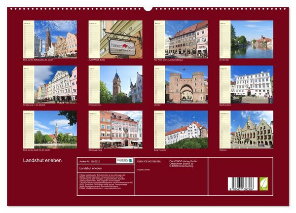 Produktbild: Landshut erleben (hochwertiger Premium Wandkalender 2026 DIN A2 quer), Kunstdruck in Hochglanz