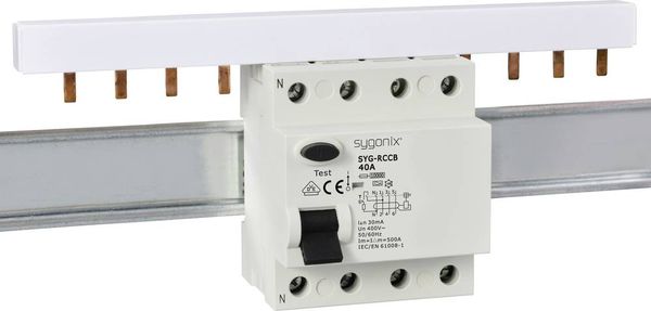 Produktbild: Sygonix SY-6438018 SYG-RCCB 3P+N/A40/10kA/30mA Fehlerstrom-Schutzschalter A 4polig 40 A 0.03 A 400 V/AC