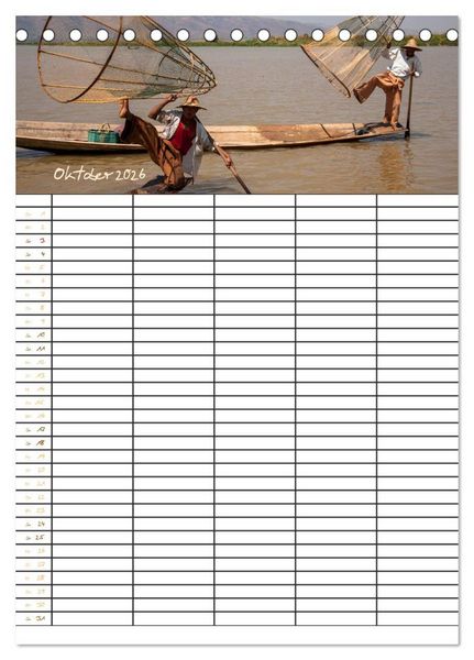 Produktbild: Goldenes Myanmar - Familienkalender 2026 (Tischkalender 2026 DIN A5 hoch), CALVENDO Monatskalender