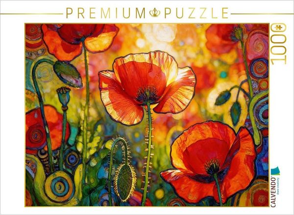 CALVENDO Puzzle Klatschmohn im modernen Jugendstil | 1000 Teile Lege-Größe 64x48cm Foto-Puzzle für glückliche Stunden