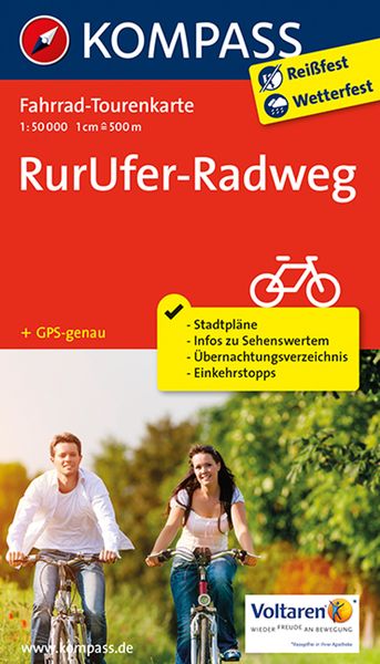 KOMPASS Fahrrad-Tourenkarte RurUfer-Radweg 1:50.000