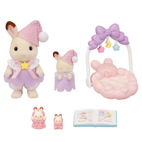 Produktbild: Sylvanian Families 5806 - Sleepy Dream Siblings, Schokoladenhasen Tr&auml;ums&uuml;&szlig; Set, Spielset
