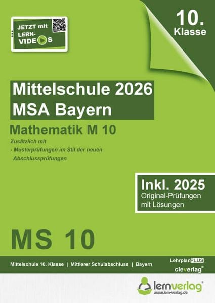 Produktbild: Original-Pr&uuml;fungen Mittlerer Schulabschluss Mittelschule Bayern 2026 M10 Mathematik