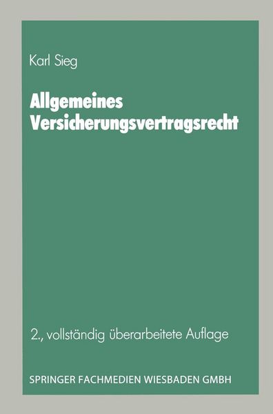Produktbild: Allgemeines Versicherungsvertragsrecht